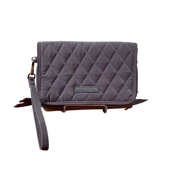 Vera Bradley RFID 3-in-1 Wristlet Bag in Microfiber (no crossbody strap) Gray - Picture 2 of 10
